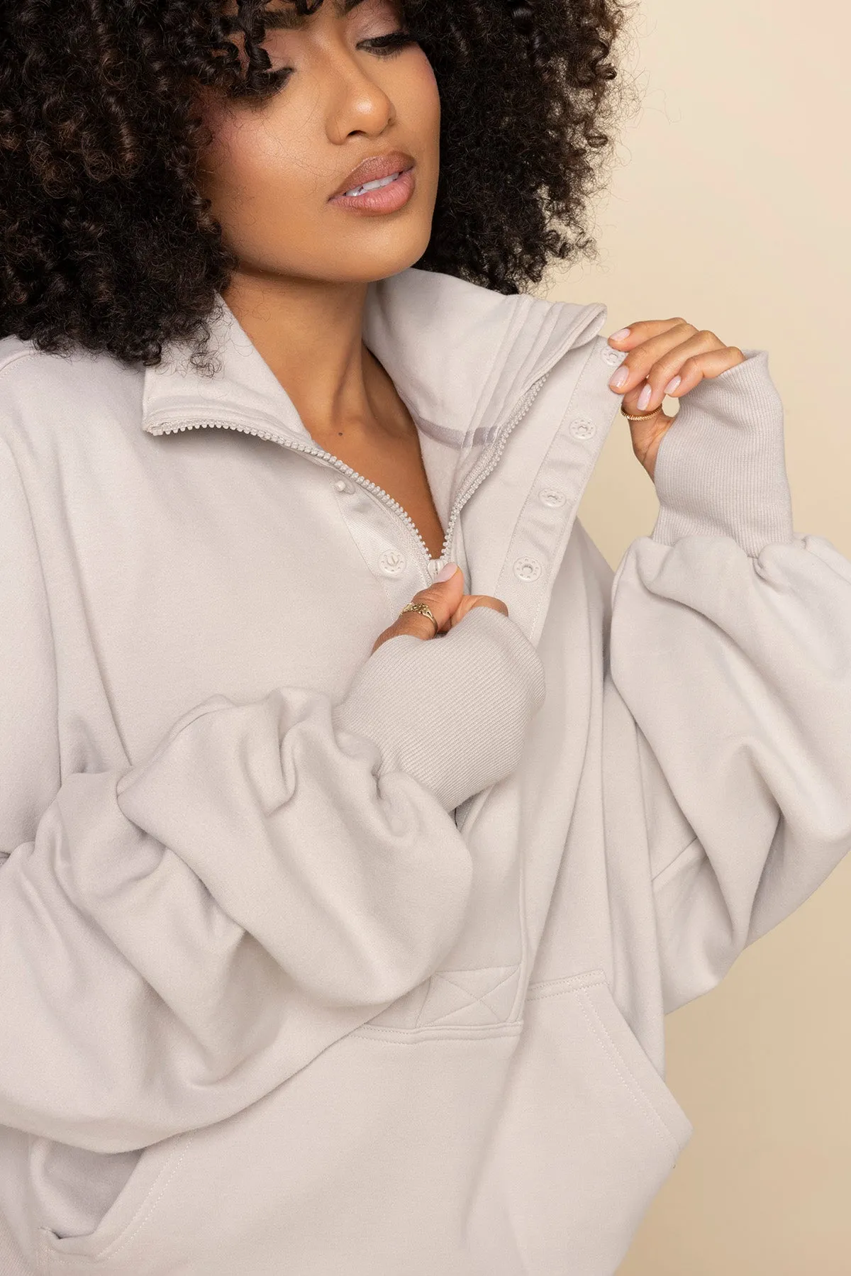 Ooey Gooey Half Zip Sweater - Silver Birch sold by POPFLEX product image thumbnail 4
