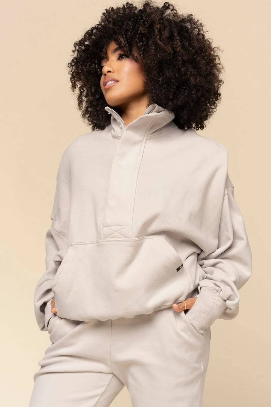 Ooey Gooey Half Zip Sweater - Silver Birch sold by POPFLEX