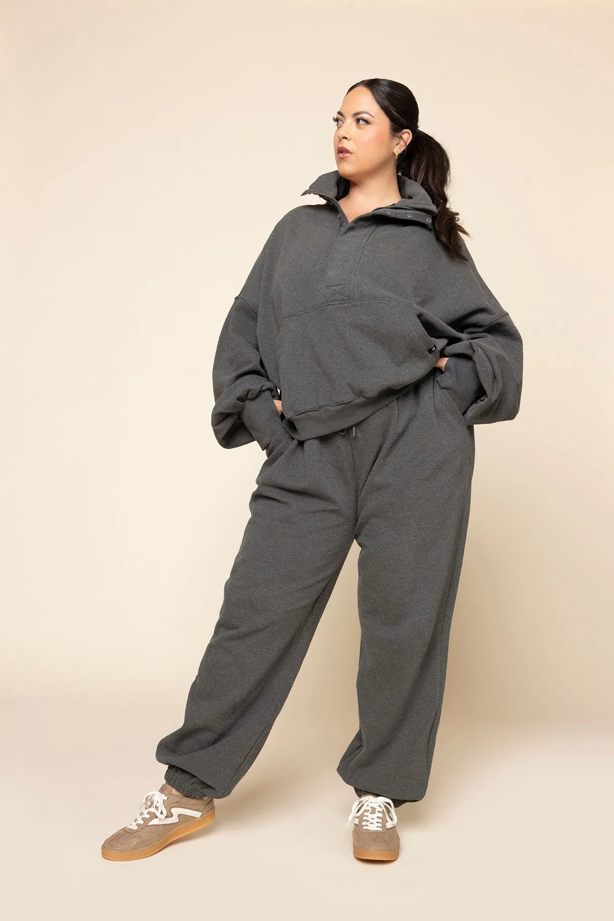Ooey Gooey Half Zip Sweater - Charcoal Heather sold by POPFLEX product image thumbnail 5