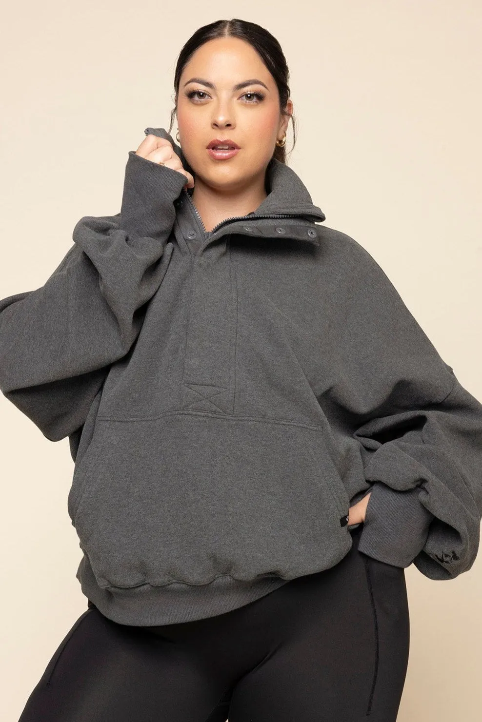 Ooey Gooey Half Zip Sweater - Charcoal Heather sold by POPFLEX product image thumbnail 2