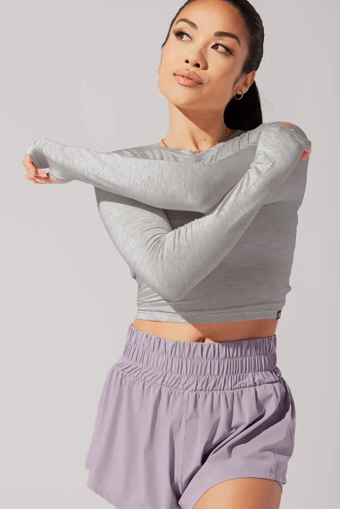 Bow Back Reversible Long Sleeve Top - Heather Grey sold by POPFLEX product image thumbnail 5