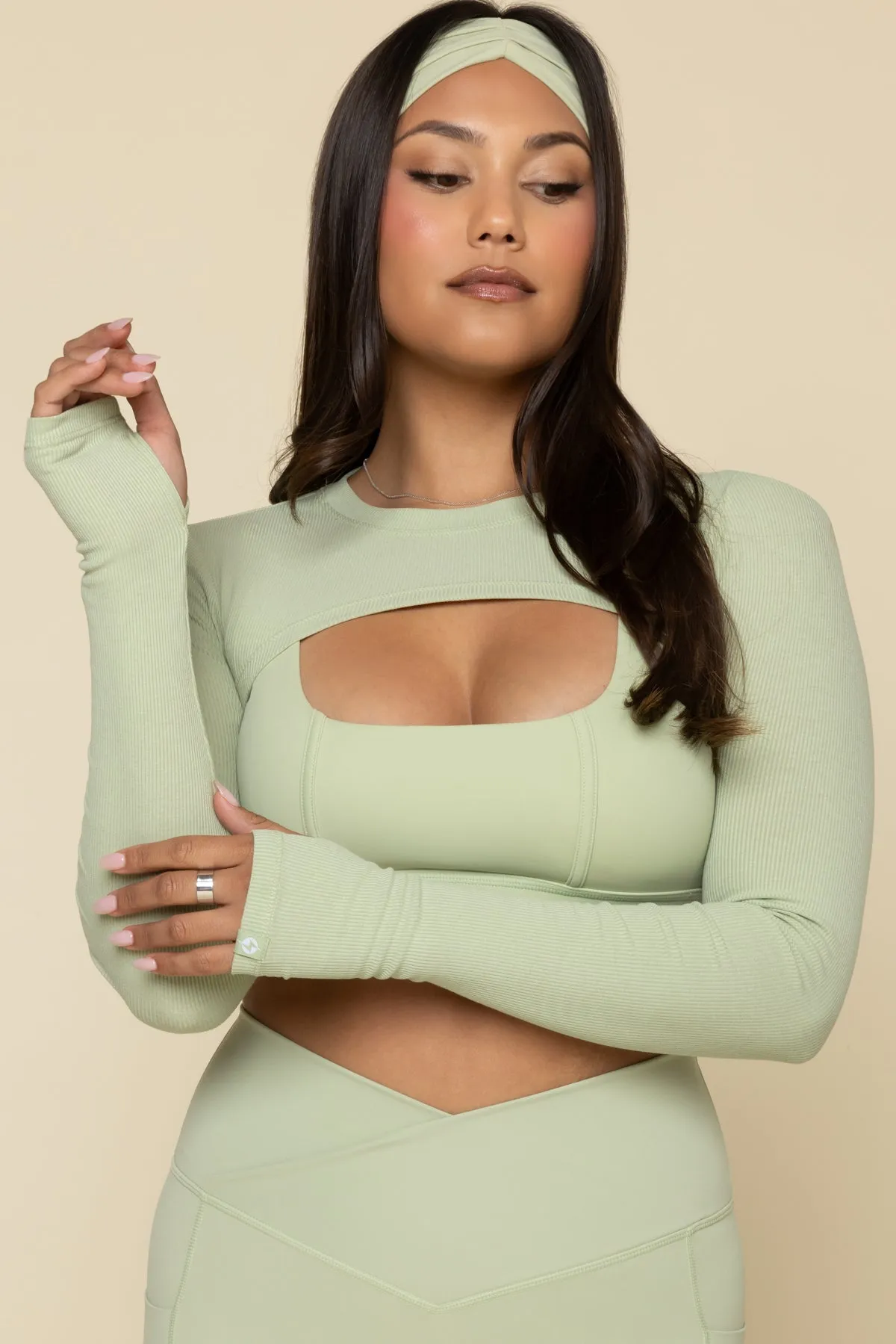 Relevé Ribbed Shrug - Pistachio sold by POPFLEX product image thumbnail 4