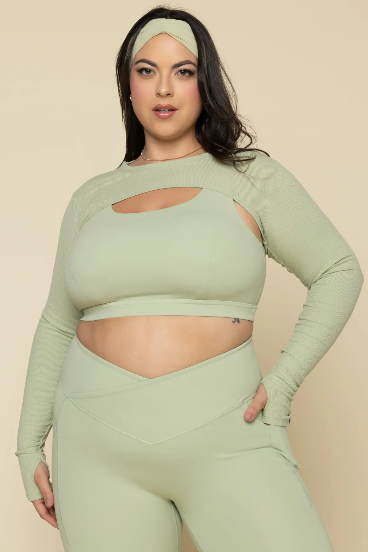 Relevé Ribbed Shrug - Pistachio sold by POPFLEX product image thumbnail 2