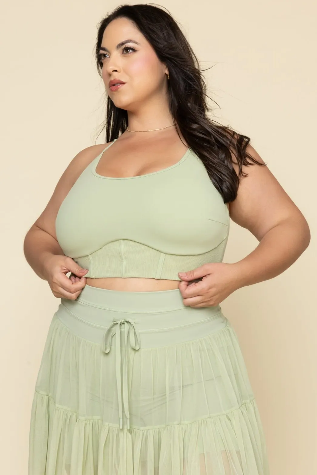 Plié Corset Crop Bralette - Pistachio sold by POPFLEX