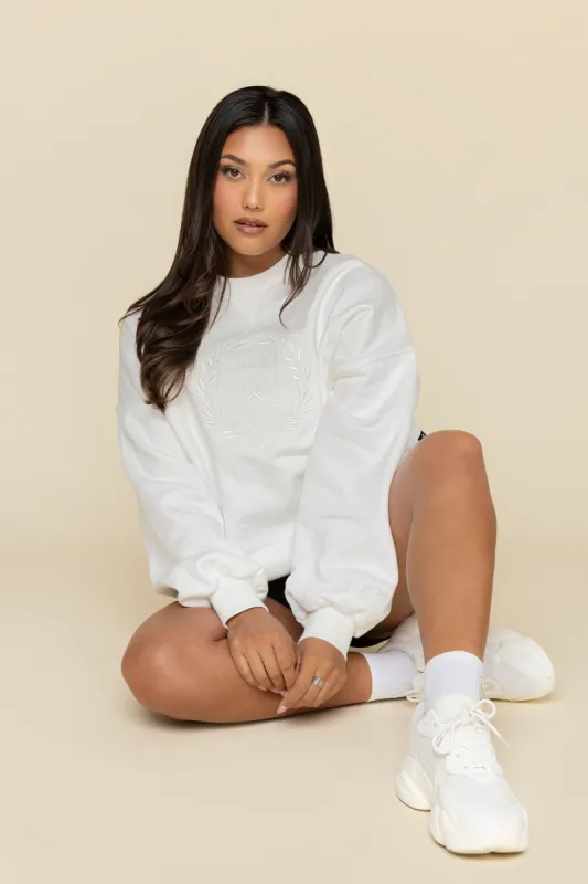 POPFLEX® Active Club Cloud Crewneck Sweater - White sold by POPFLEX