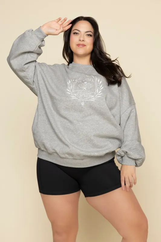 POPFLEX® Active Club Cloud Crewneck Sweater - Heather Grey sold by POPFLEX