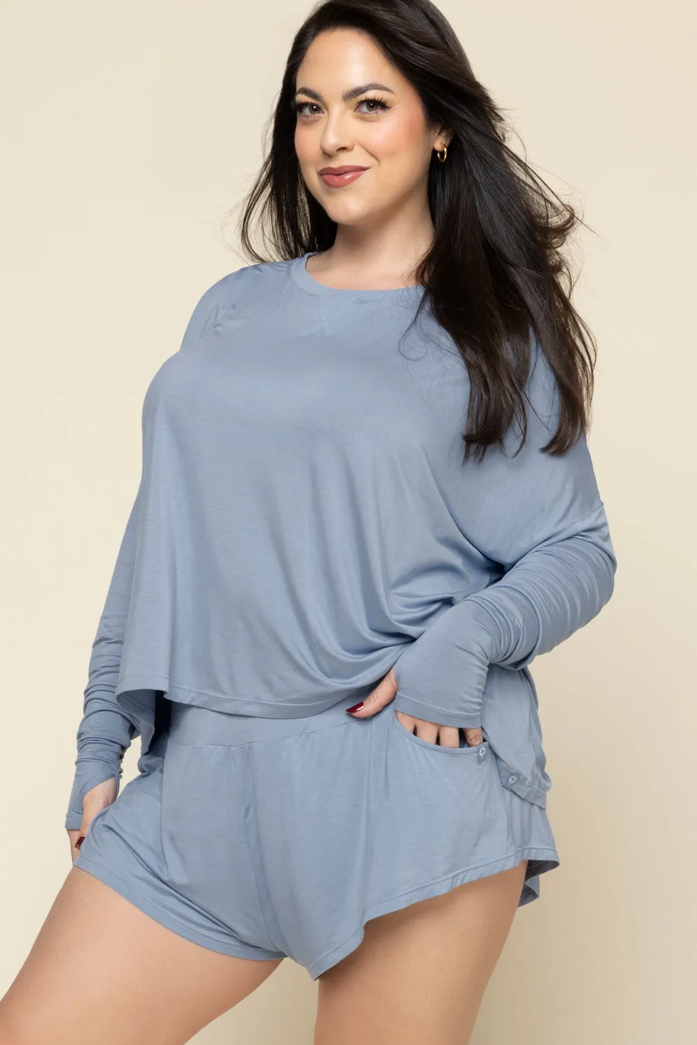 Perfect Lounge Shorts - Dusty Blue sold by POPFLEX