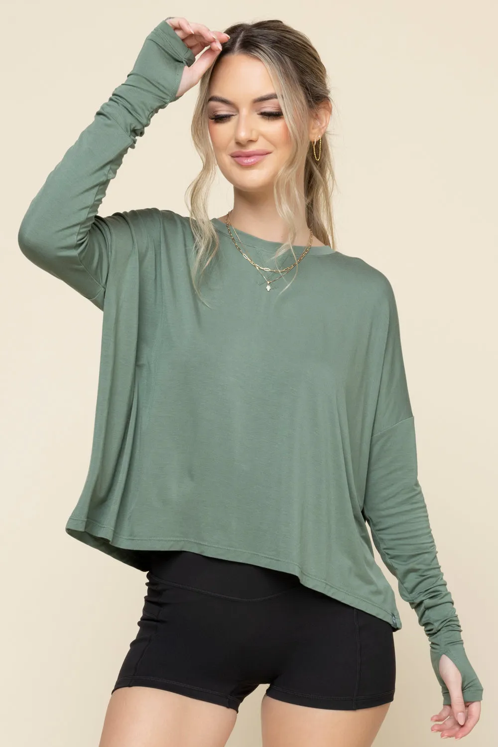The Perfect Long Sleeve Top - Leaf Green sold by POPFLEX