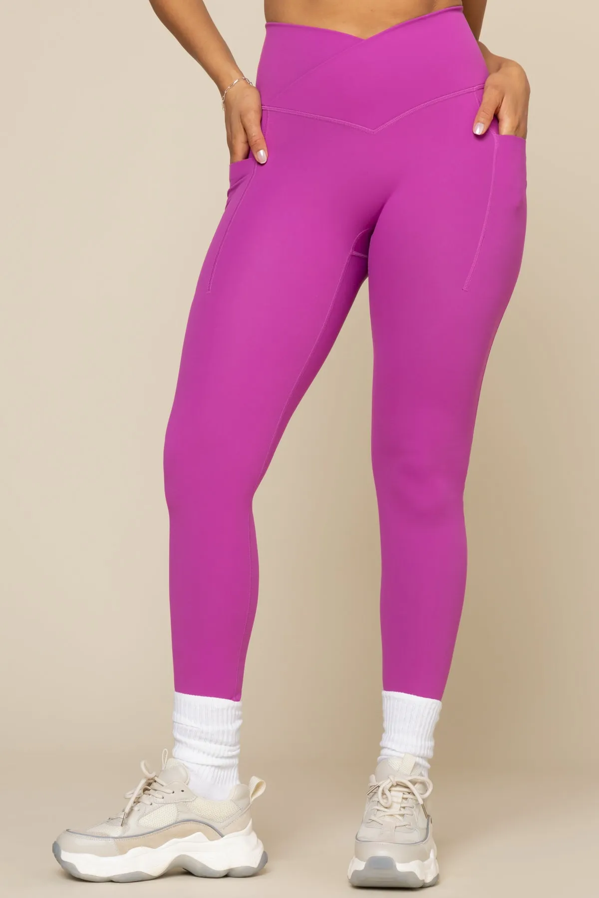 Crisscross Hourglass® Legging with Pockets - Royal Orchid sold by POPFLEX