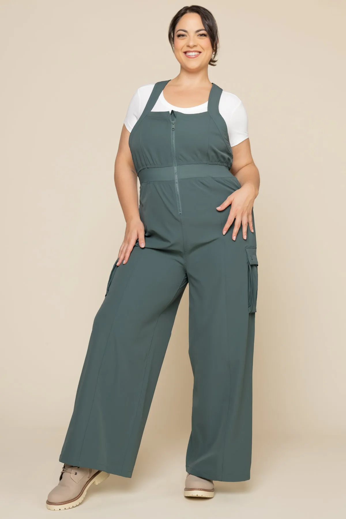 Take a Hike Overalls - Fog Green sold by POPFLEX