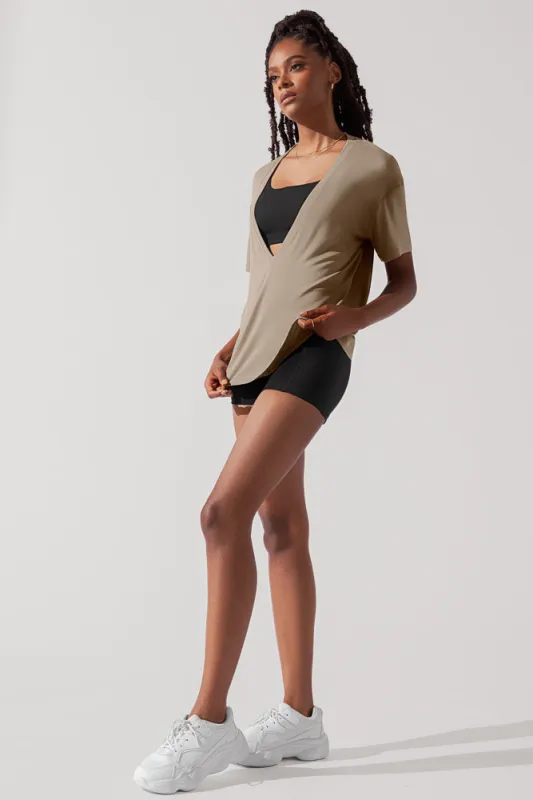 Daring Deep V Tee - Shiitake sold by POPFLEX