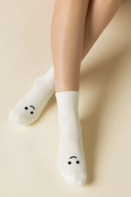 Mixed Emotions Crew Socks - Happy Face sold by POPFLEX