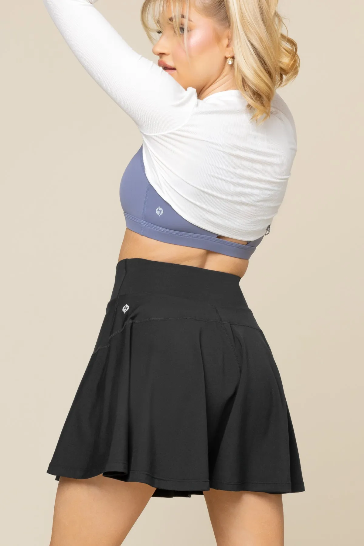 Crisscross Hourglass® Twirl Skort (Longer) - Black sold by POPFLEX product image thumbnail 3