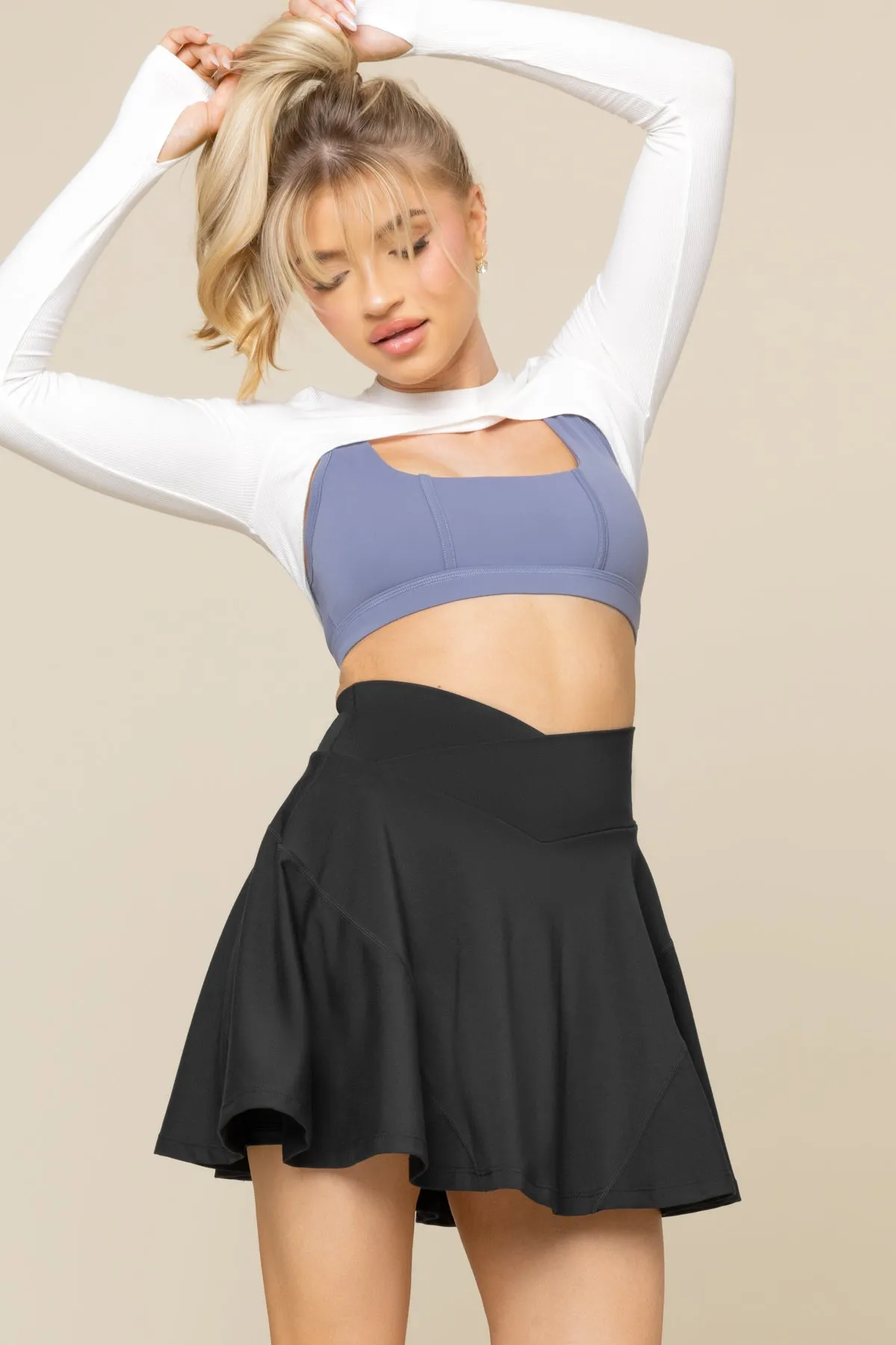 Crisscross Hourglass® Twirl Skort (Longer) - Black sold by POPFLEX