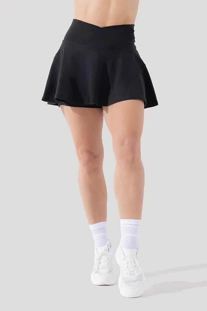 Crisscross Hourglass® Twirl Skort - Black sold by POPFLEX