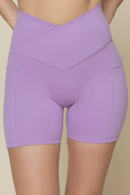 Crisscross Hourglass® Midi Short with Pockets - Mystic Purple sold by POPFLEX