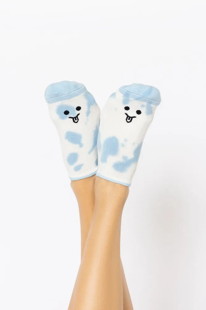 Silly Face Low Rise Socks - Blue Tie Dye sold by POPFLEX