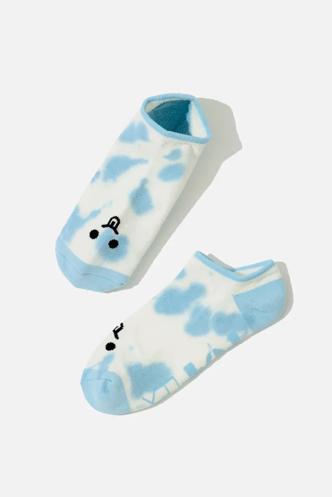 Silly Face Low Rise Socks - Blue Tie Dye sold by POPFLEX product image thumbnail 3