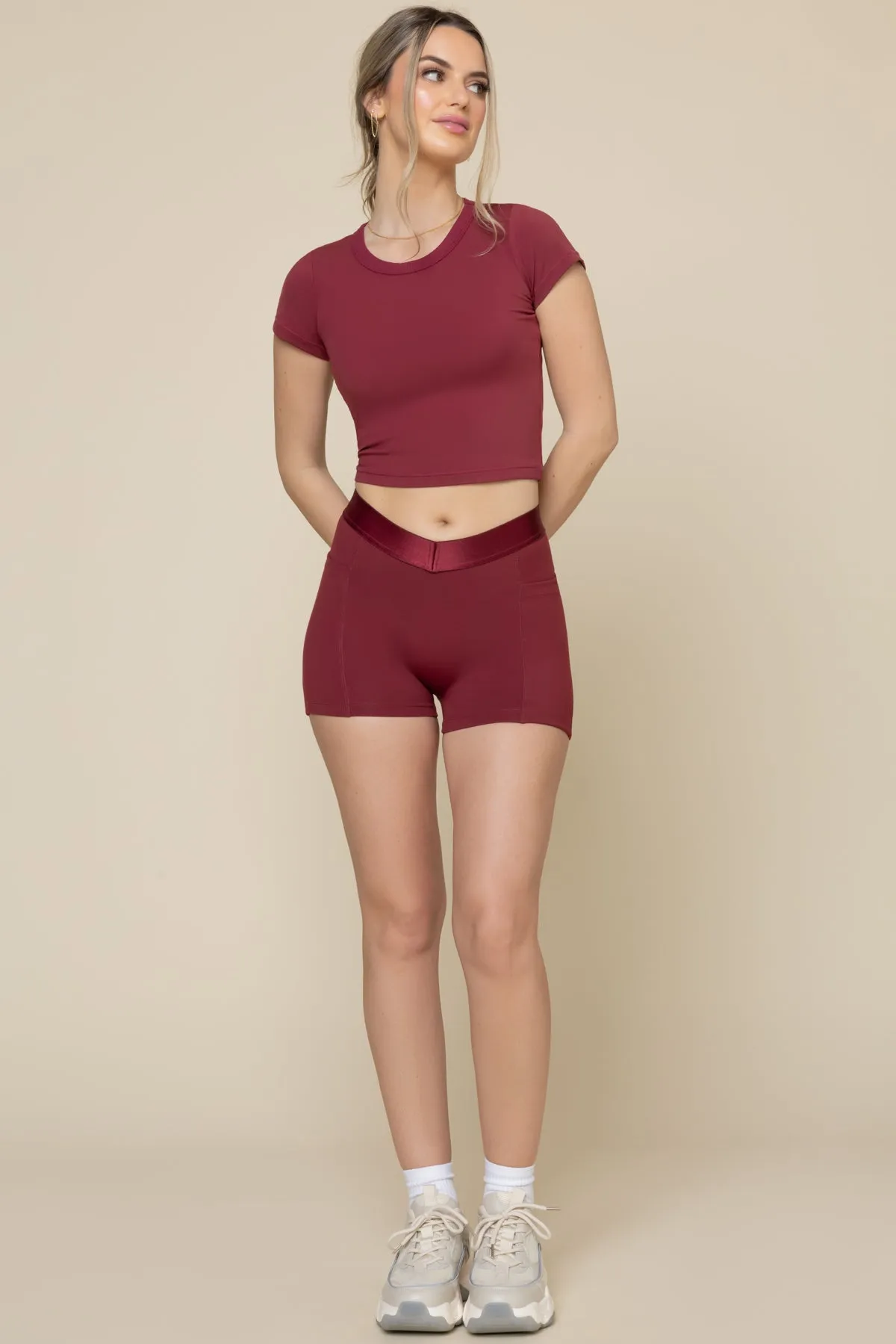 Contour Booty Short - Crimson sold by POPFLEX