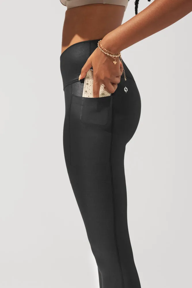 Crisscross Hourglass® Leggings with Pockets in Vegan Stretch Leather (Pet Hair Resistant)- Black sold by POPFLEX product image thumbnail 5