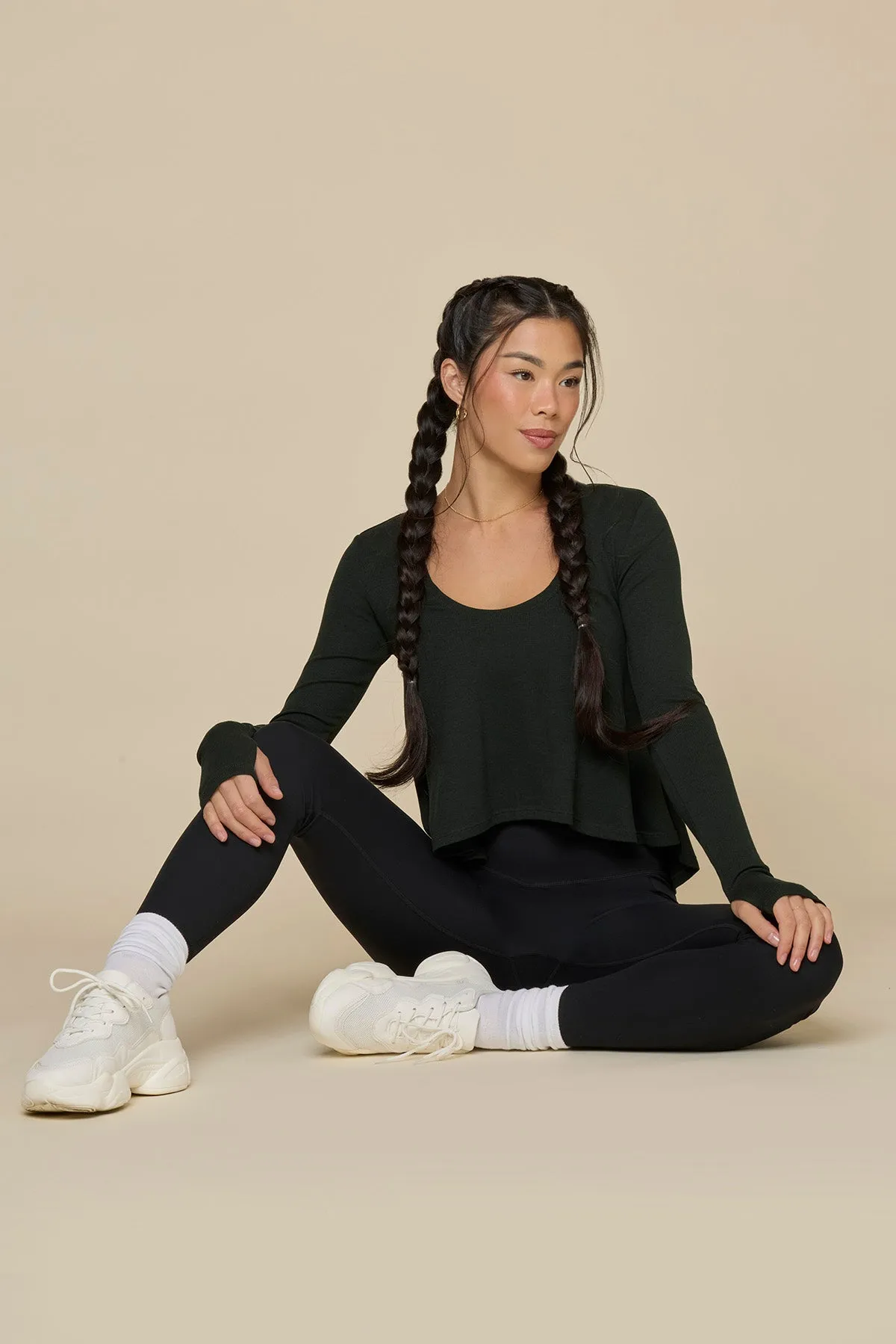 Go With The Flow Long Sleeve Top - Deep Forest sold by POPFLEX