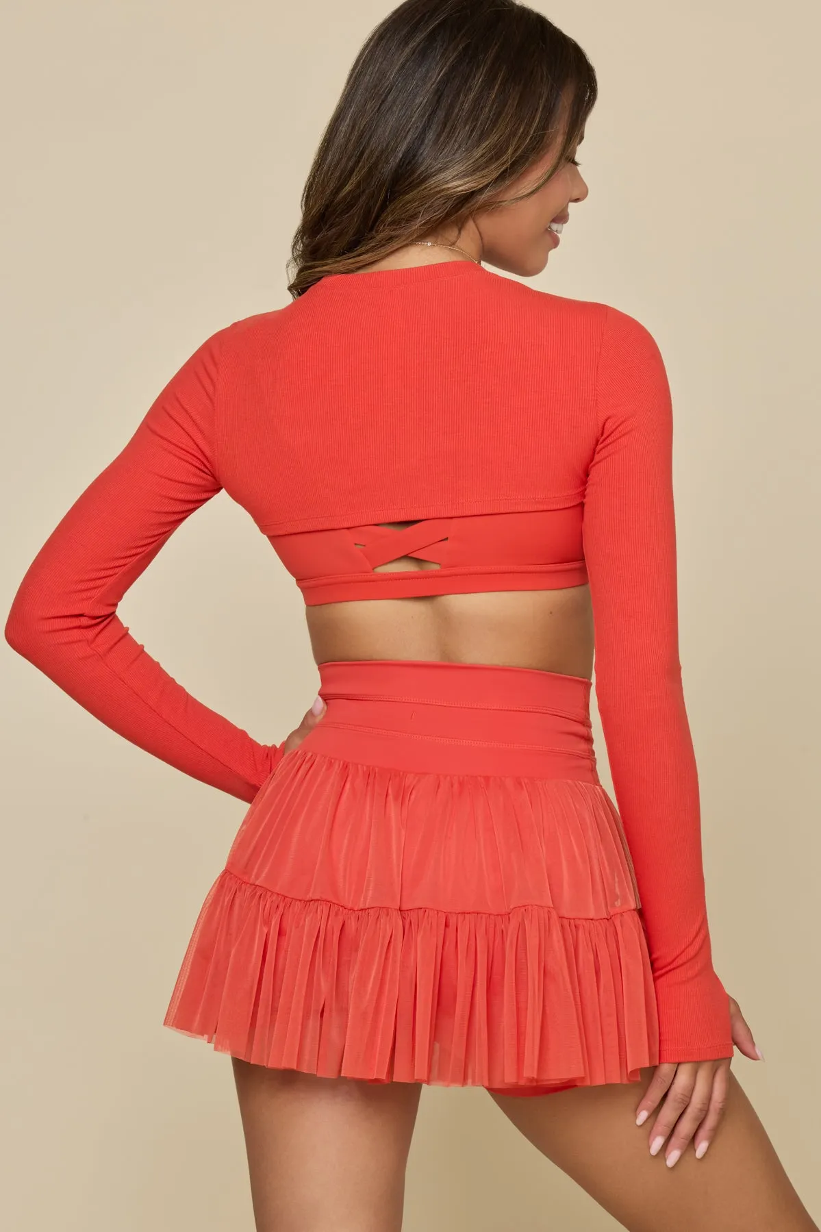 Relevé Ribbed Shrug - Cayenne sold by POPFLEX product image thumbnail 3