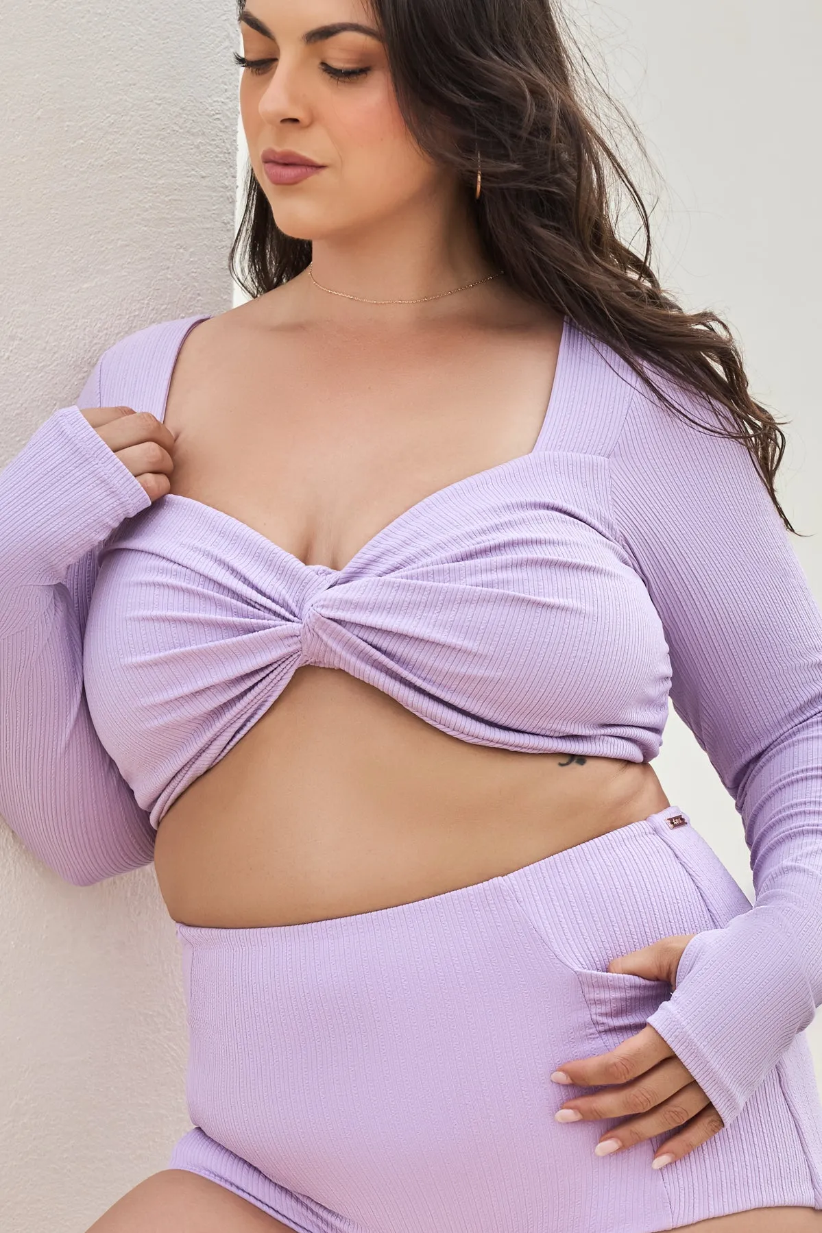 Tranquil Twist Long Sleeve Bikini Top - Lilac sold by POPFLEX product image thumbnail 3