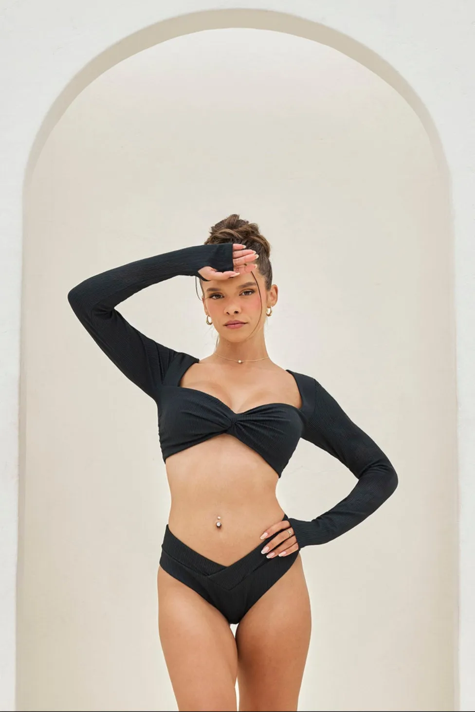 Tranquil Twist Long Sleeve Bikini Top - Black sold by POPFLEX product image thumbnail 3