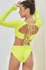 Tranquil Twist Long Sleeve Bikini Top -Sunny Lime sold by POPFLEX
