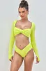 Tranquil Twist Long Sleeve Bikini Top -Sunny Lime sold by POPFLEX