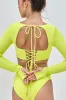 Tranquil Twist Long Sleeve Bikini Top -Sunny Lime sold by POPFLEX