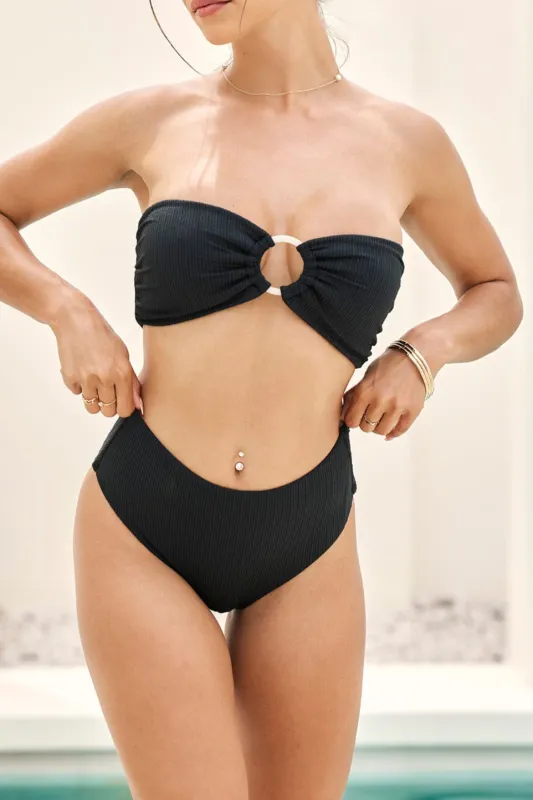 High Tide Cheeky Bikini Bottoms - Black sold by POPFLEX