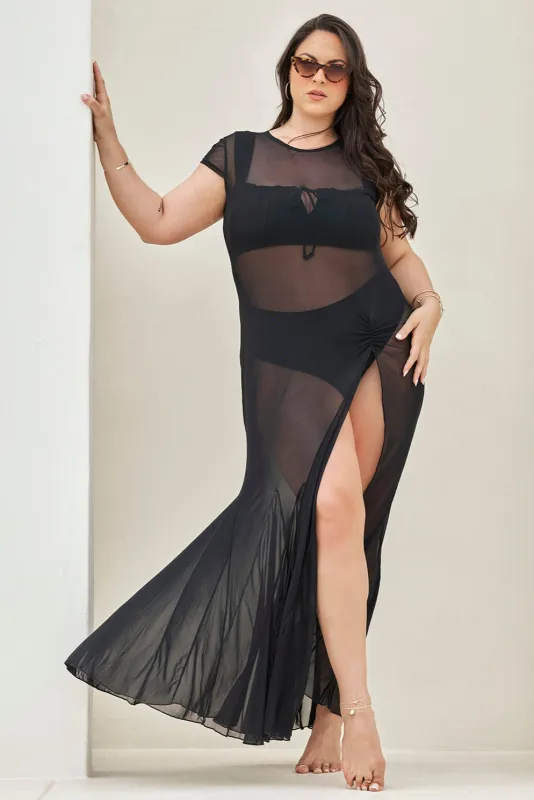 Mermaid Mesh Coverup Dress - Black sold by POPFLEX