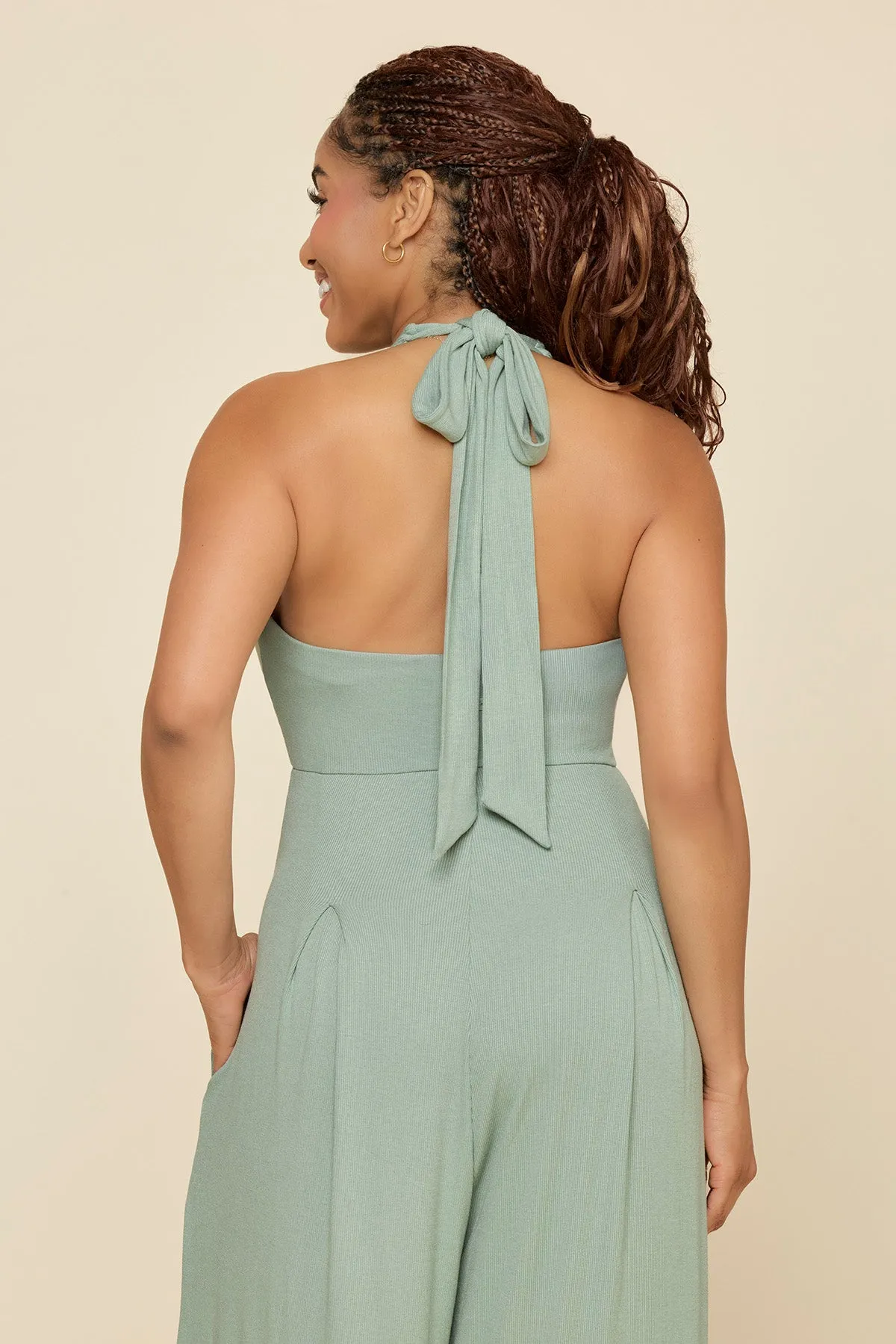 Halter Go with the Flow Jumpsuit - Evening Moss sold by POPFLEX product image thumbnail 3
