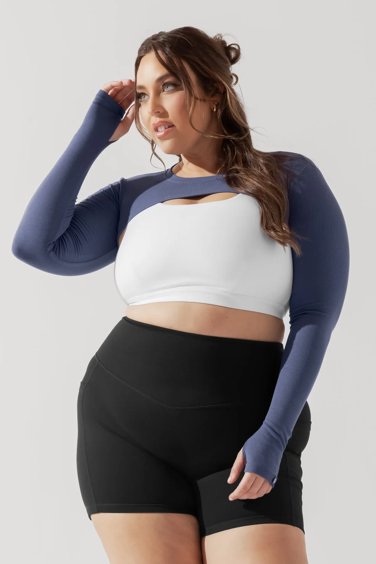 Relevé Ribbed Shrug - Nightshadow Blue sold by POPFLEX