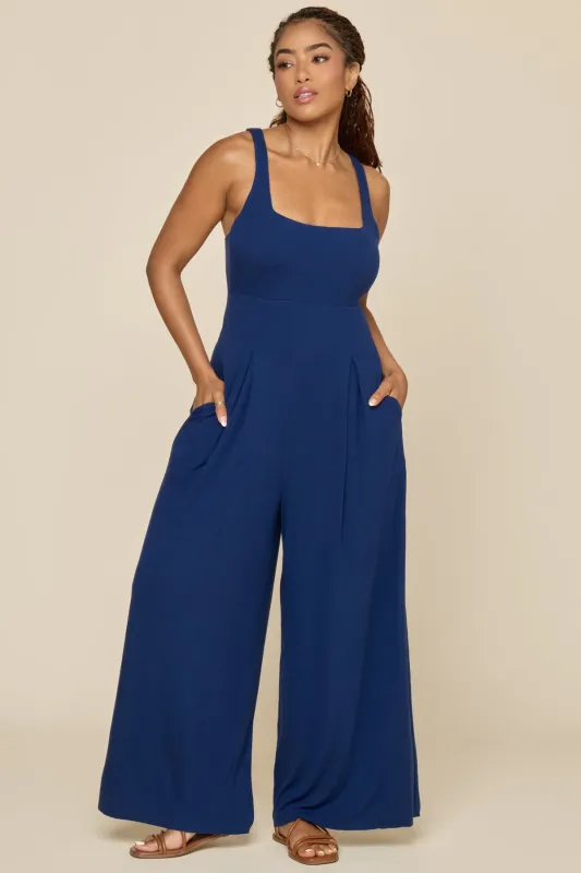 Go With The Flow Jumpsuit - Sapphire sold by POPFLEX