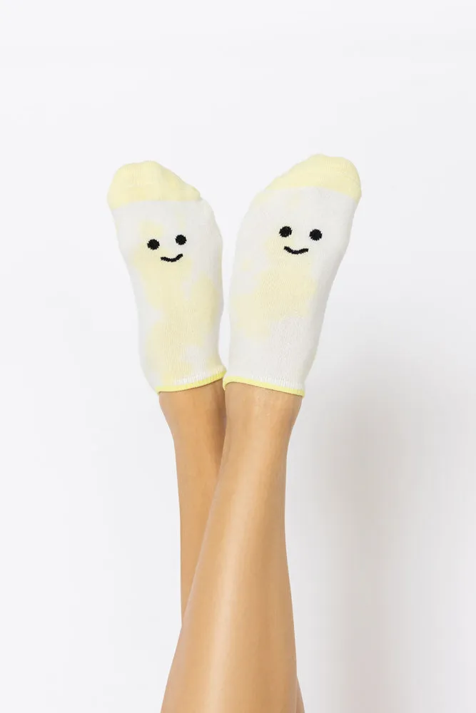 Happy Face Low Rise Socks - Yellow Tie Dye sold by POPFLEX