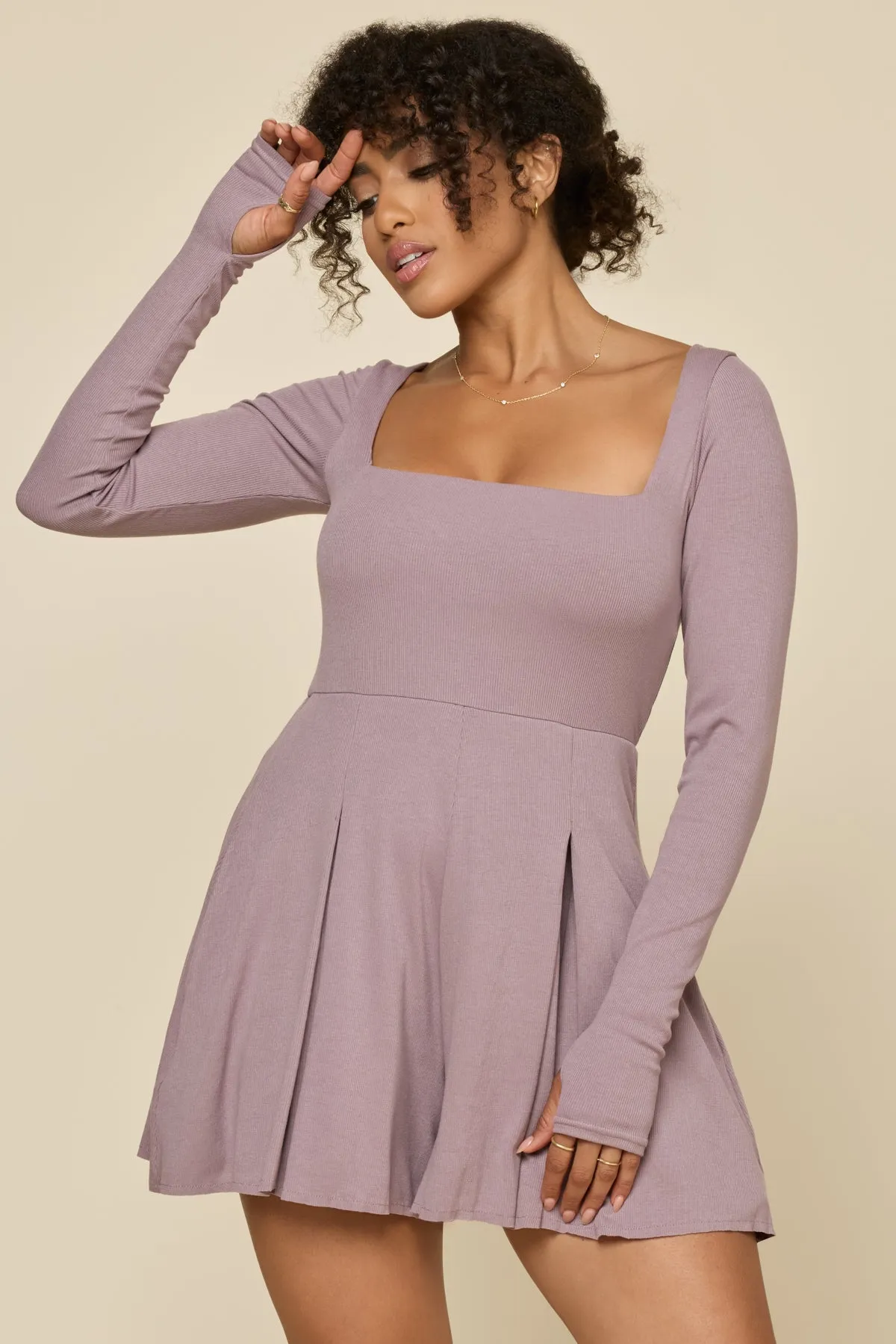 Go with the Flow Long Sleeve Romper - Dusty Mauve sold by POPFLEX