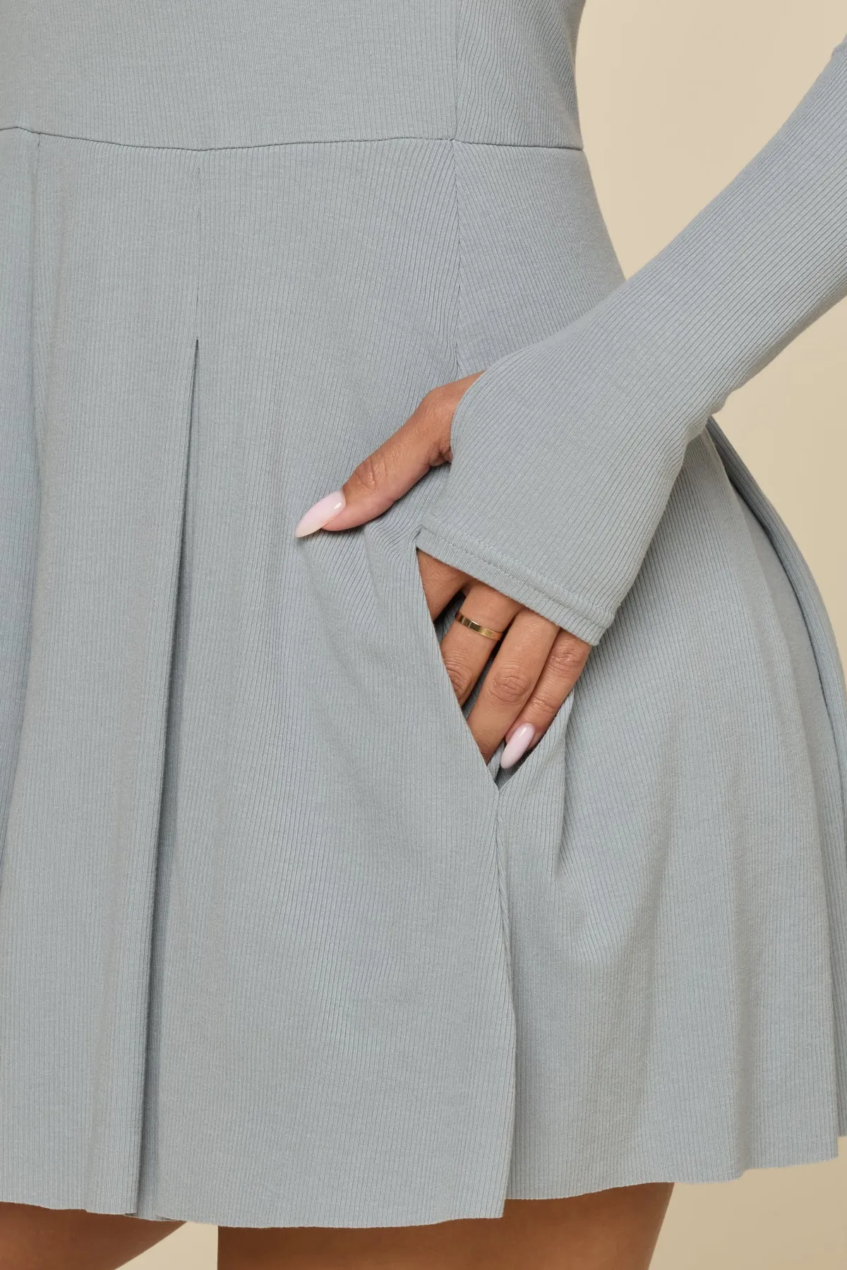 Go with the Flow Long Sleeve Romper - Blue Stone sold by POPFLEX product image thumbnail 4