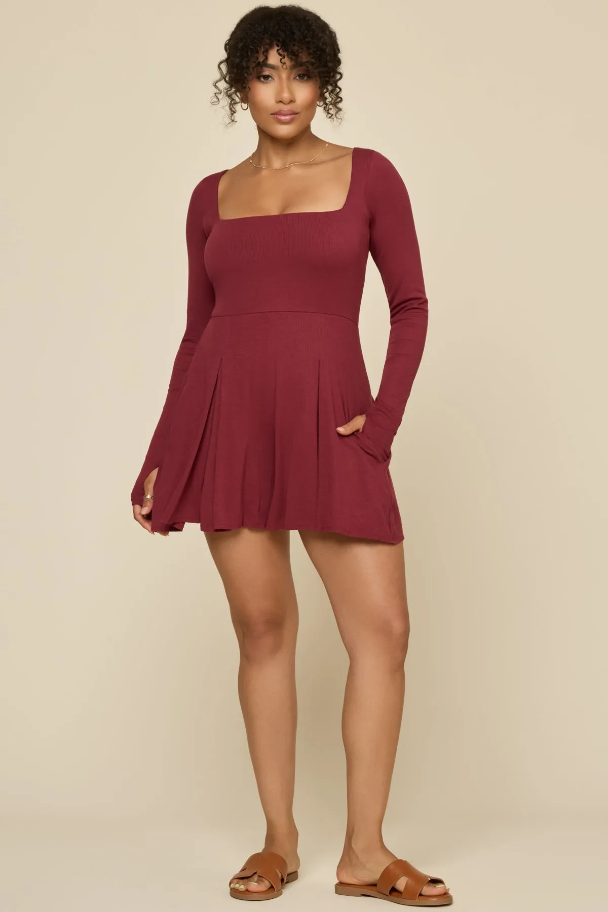 Go with the Flow Long Sleeve Romper - Crimson sold by POPFLEX product image thumbnail 5