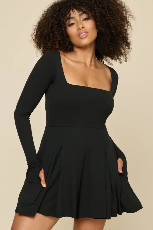 Go with the Flow Long Sleeve Romper - Black sold by POPFLEX