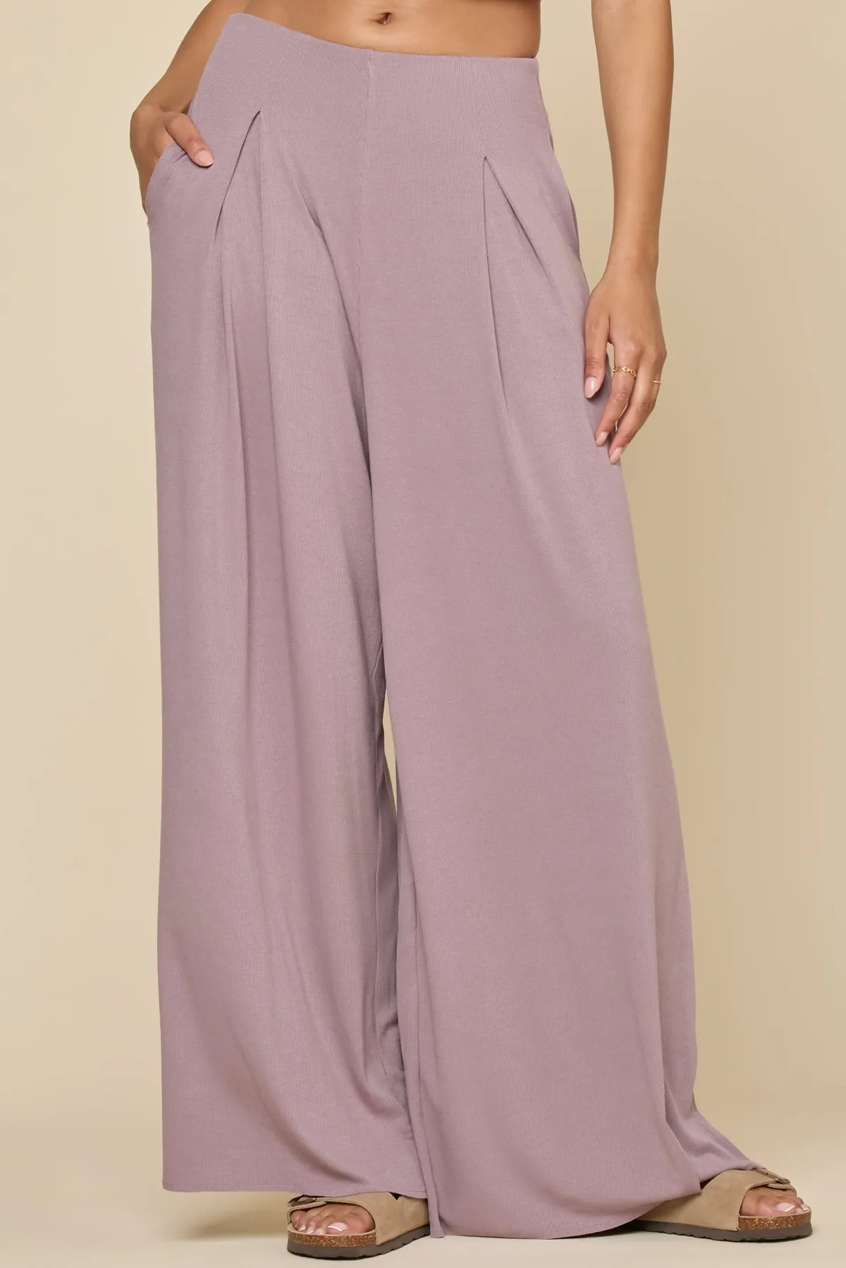 Go with the Flow Wide Leg Pant - Dusty Mauve sold by POPFLEX product image thumbnail 3