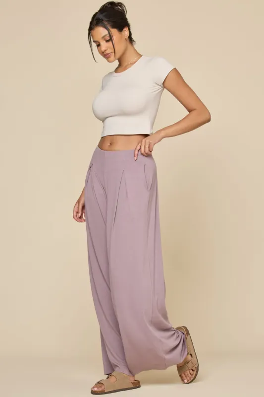 Go with the Flow Wide Leg Pant - Dusty Mauve sold by POPFLEX