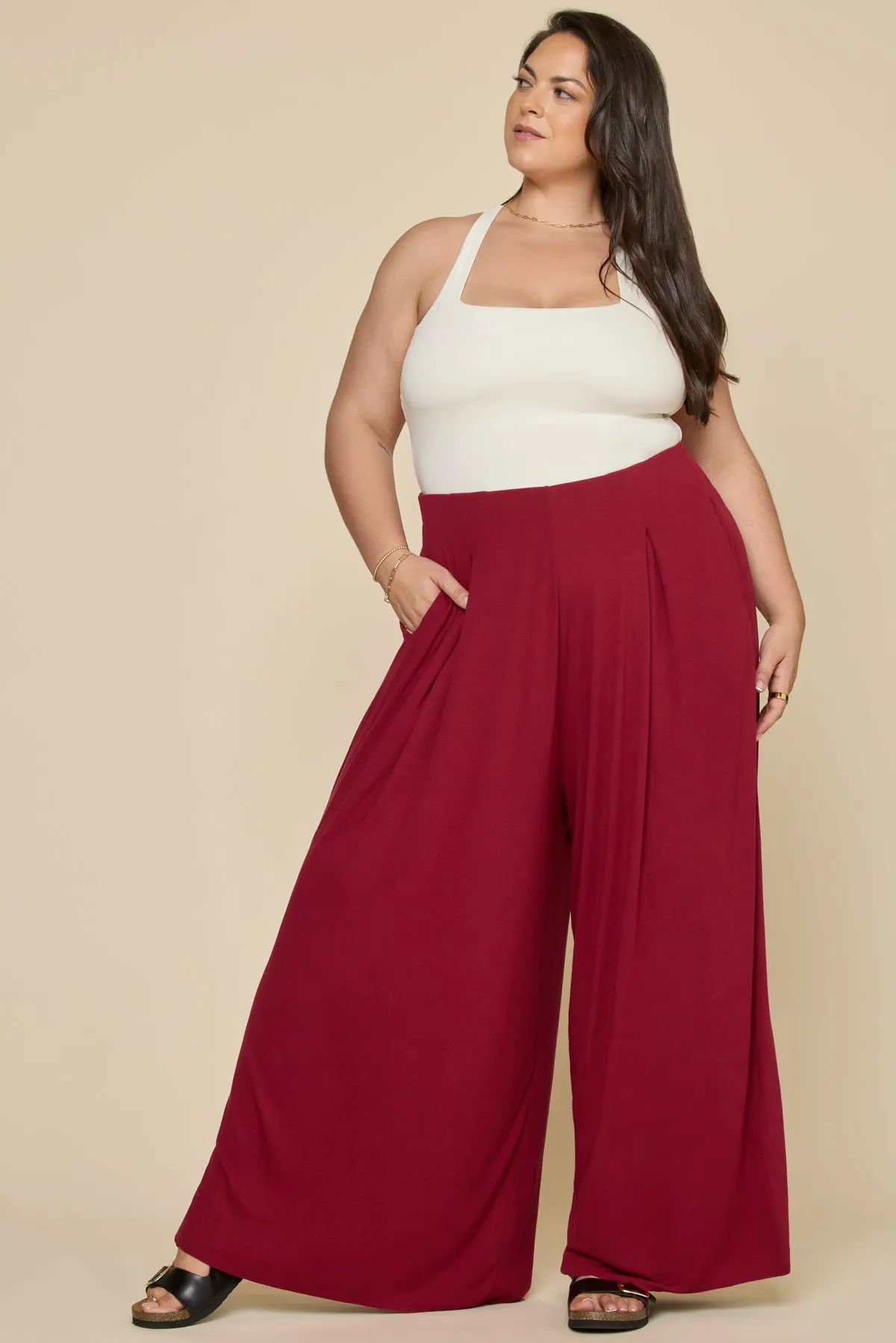 Go with the Flow Wide Leg Pant - Deep Cherry sold by POPFLEX product image thumbnail 2