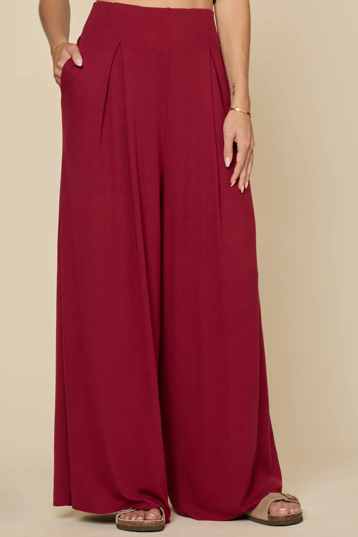 Go with the Flow Wide Leg Pant - Deep Cherry sold by POPFLEX product image thumbnail 5