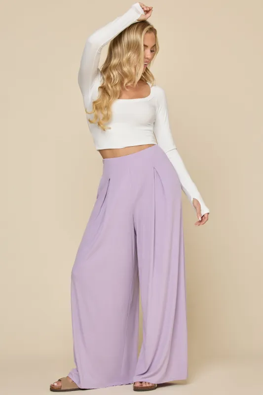 Go with the Flow Wide Leg Pant - Lavender Haze sold by POPFLEX