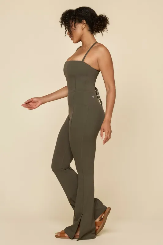 Cinch Up Flare Jumpsuit - Toasted Olive sold by POPFLEX