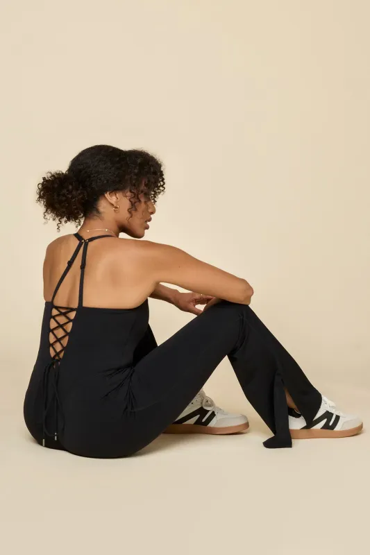 Cinch Up Flare Jumpsuit - Black sold by POPFLEX