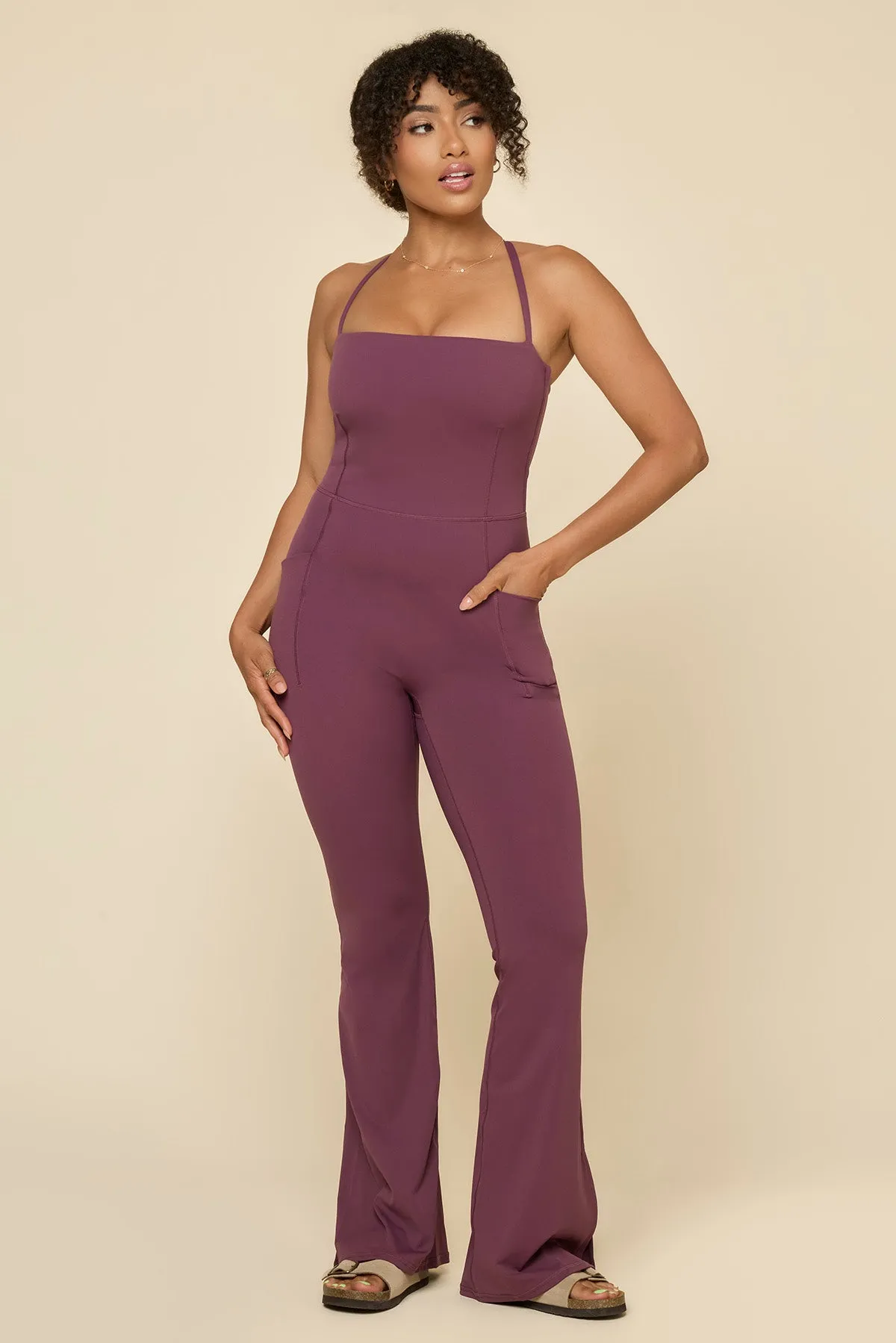 Cinch Up Flare Jumpsuit - Boysenberry sold by POPFLEX product image thumbnail 2