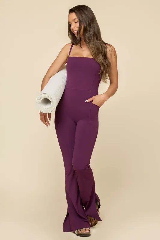 Cinch Up Flare Jumpsuit - Winter Plum sold by POPFLEX
